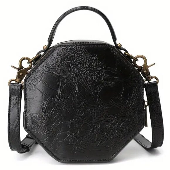 Steampunk Industrial Roman Numeral Antique Clock Octagon Purse Bag - Picture 2 of 5